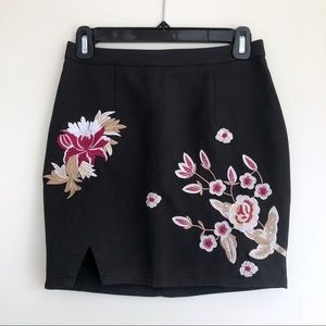 LF Embroidered Black Skirt
